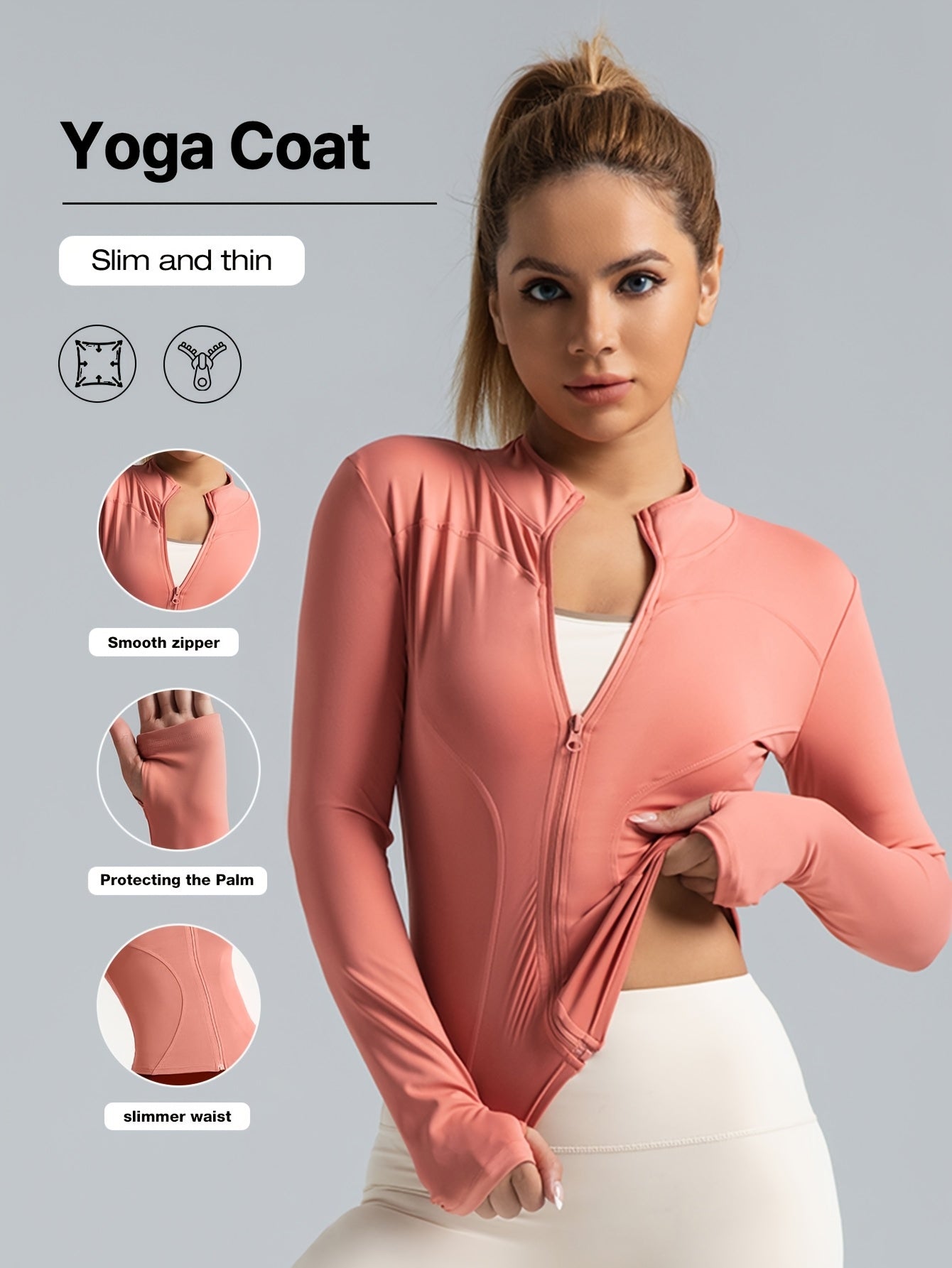 Veste de yoga performante pour femme - Vêtements de sport à fermeture éclair intégrale