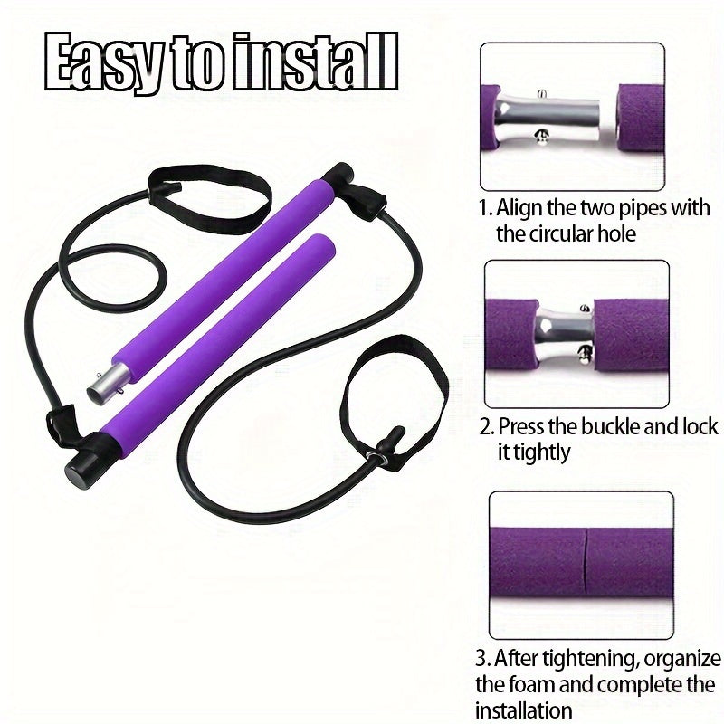 Pilates-Stange mit Widerstandsbändern – Tragbares Heimfitnessgerät