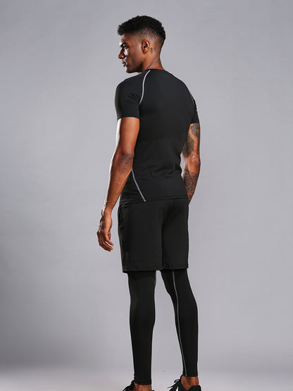 Men's High-Elasticity Athletic Muscle Tee - Slim Fit Workout Shirt