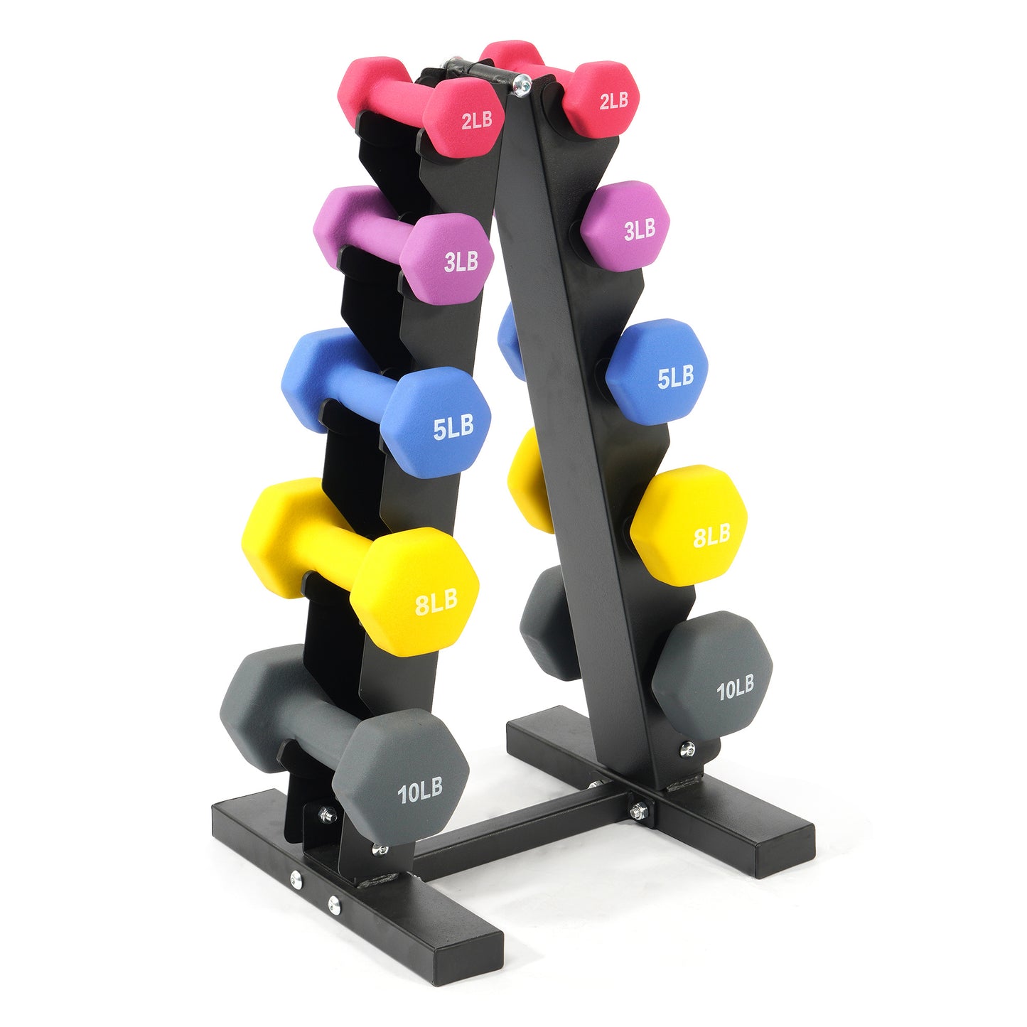 Professional Dumbbell Set with Storage Rack - Neoprene Hex Weights for Home Gym