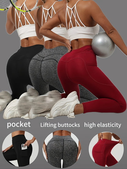5er-Pack Yoga-Hosen für Damen mit hohem Bund – Leggings mit Bauchkontrolle und Taschen