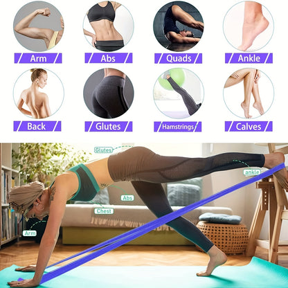 Bande de résistance en latex - Bande élastique d'entraînement pour Pilates et fitness à domicile