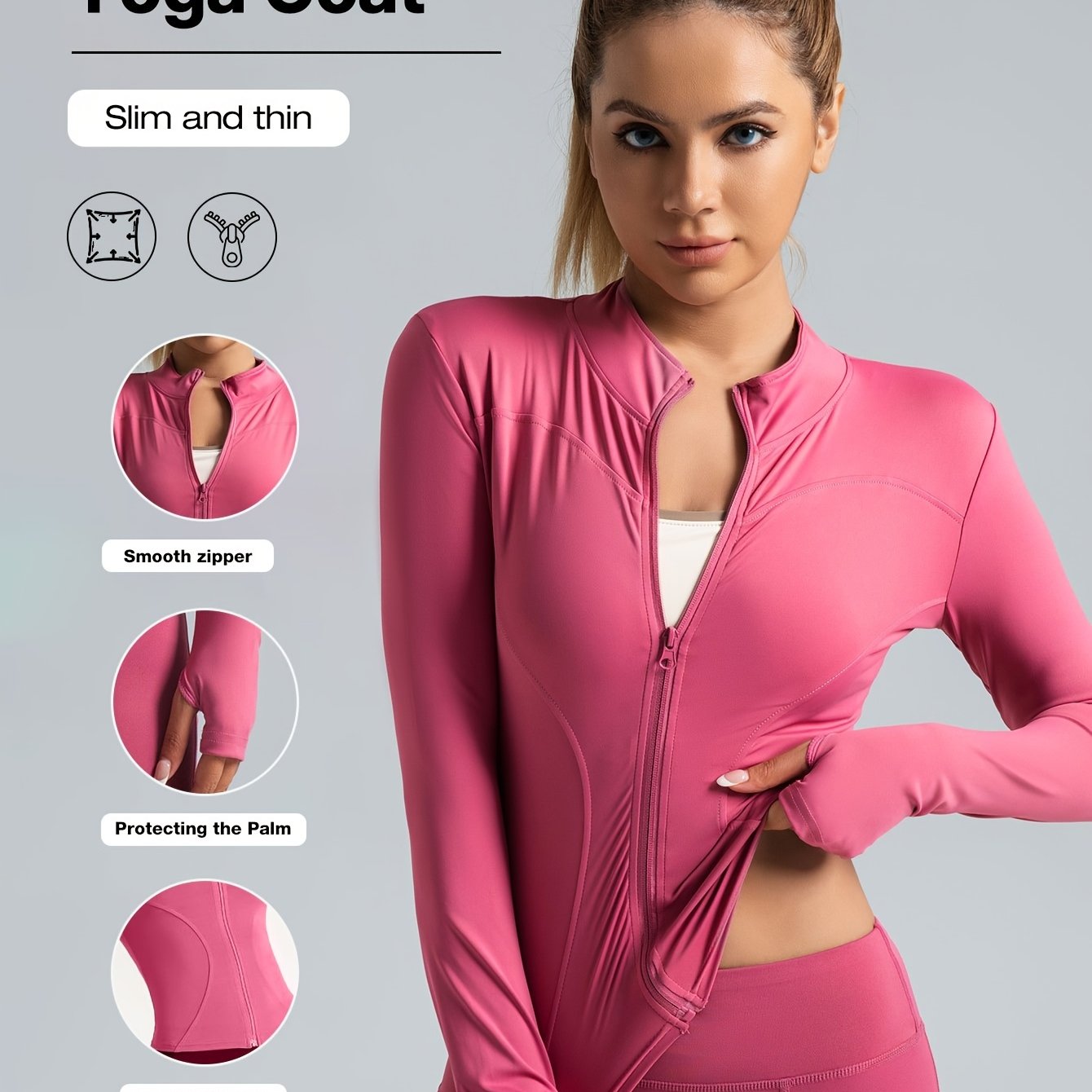 Veste de yoga performante pour femme - Vêtements de sport à fermeture éclair intégrale