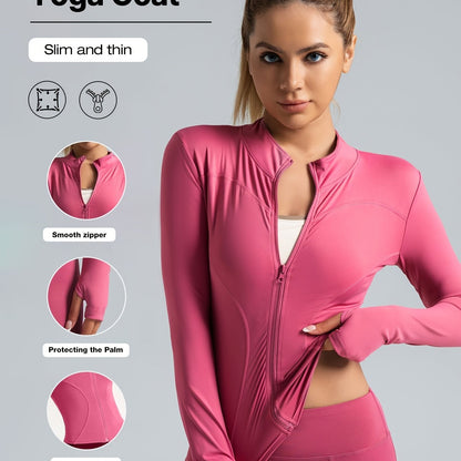 Veste de yoga performante pour femme - Vêtements de sport à fermeture éclair intégrale