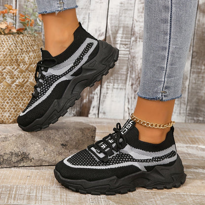 Atmungsaktive Damen-Sneaker mit Mesh-Einsatz und Plateau – Leichte, sportliche Freizeitschuhe