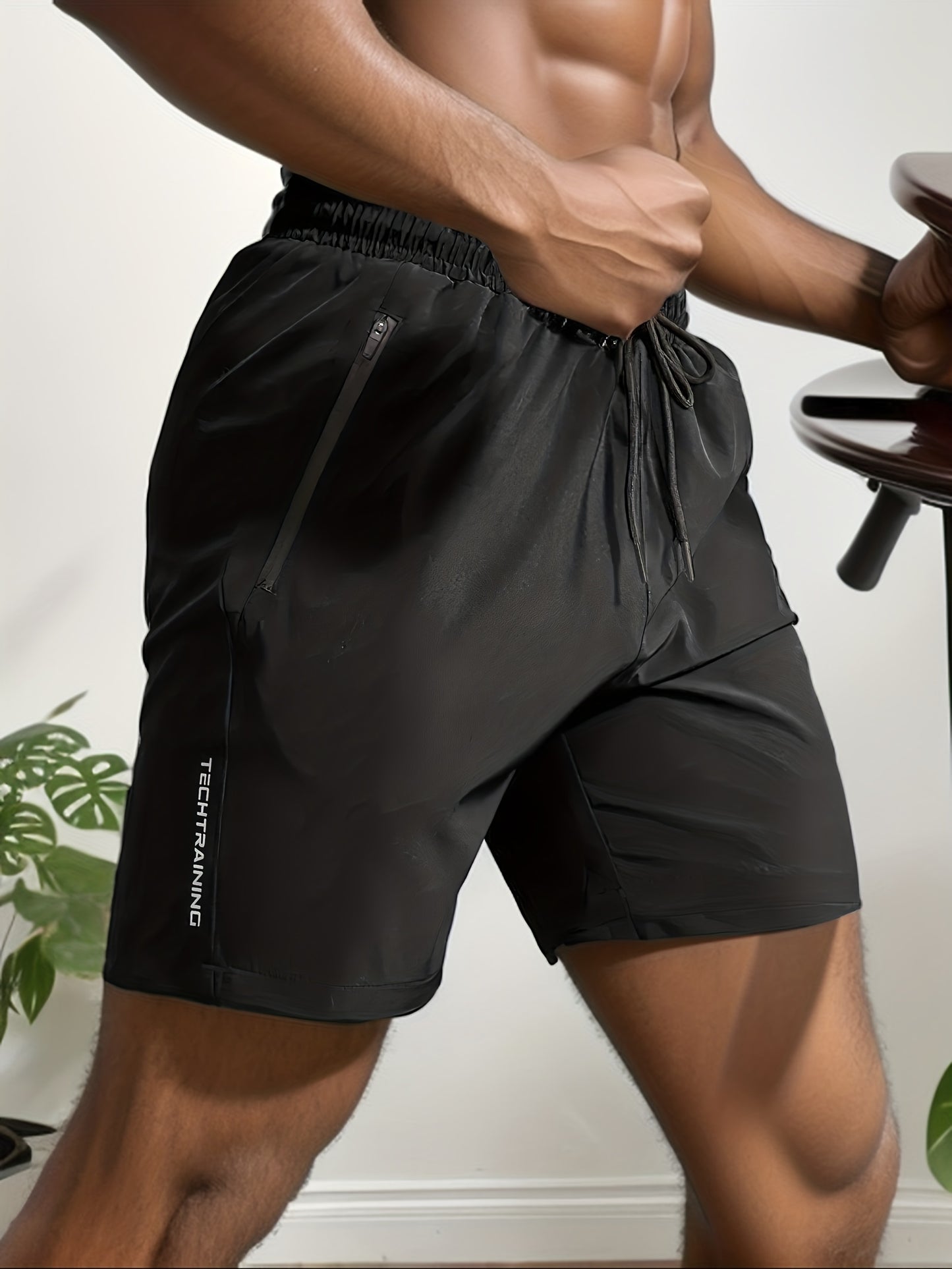 Short de sport performant pour homme - Short de gym stretch à séchage rapide avec poches zippées