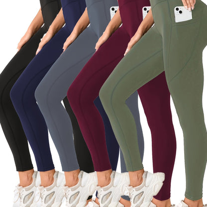 5er-Pack Yoga-Hosen für Damen mit hohem Bund – Leggings mit Bauchkontrolle und Taschen