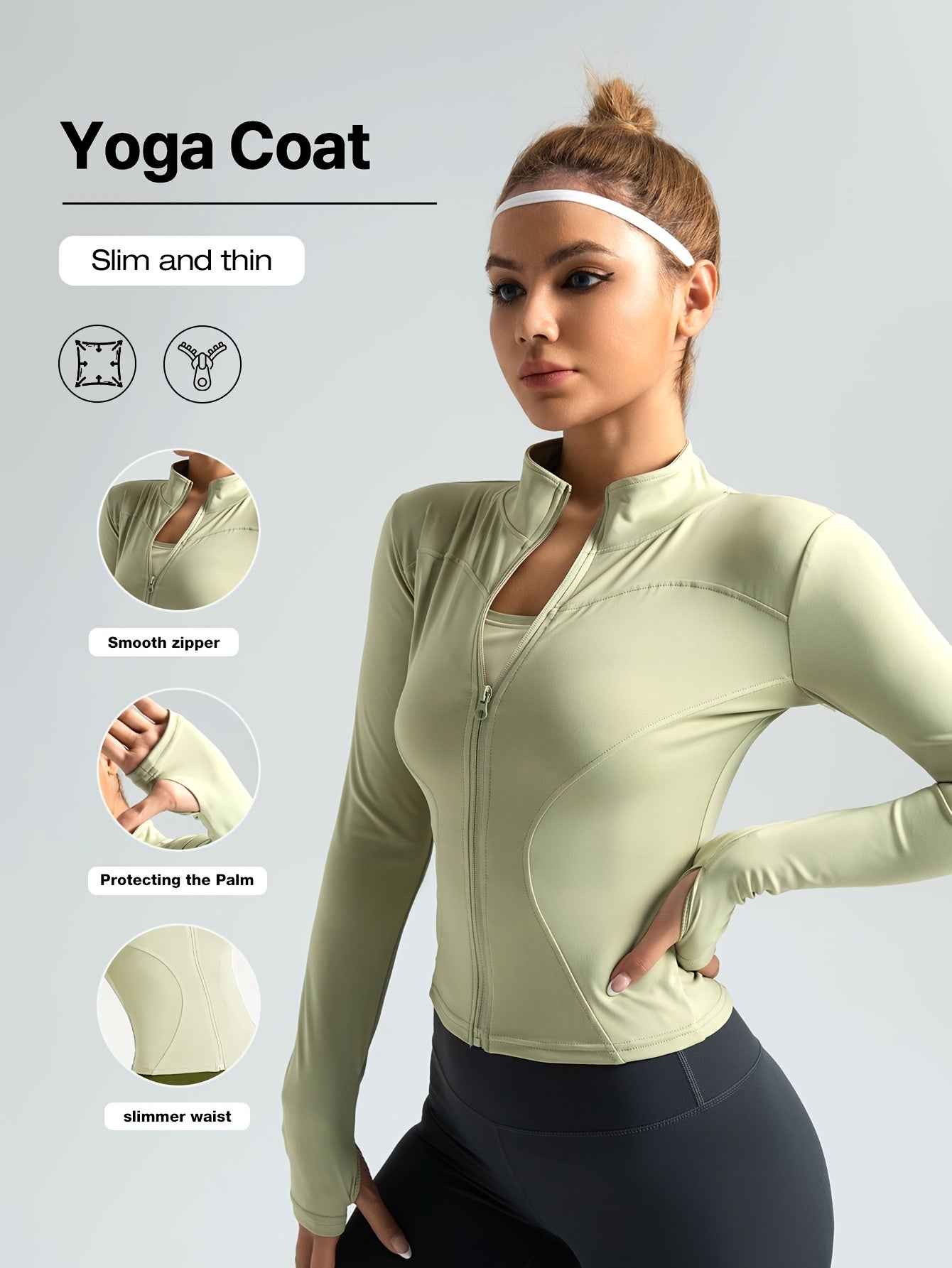 Veste de yoga performante pour femme - Vêtements de sport à fermeture éclair intégrale