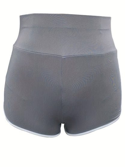 Short de sport froncé à bordure contrastée pour femme - Short de sport à bordures contrastées