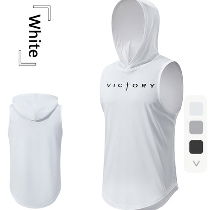 Débardeur de sport pour homme - Gilet de gym à capuche imprimé victoire