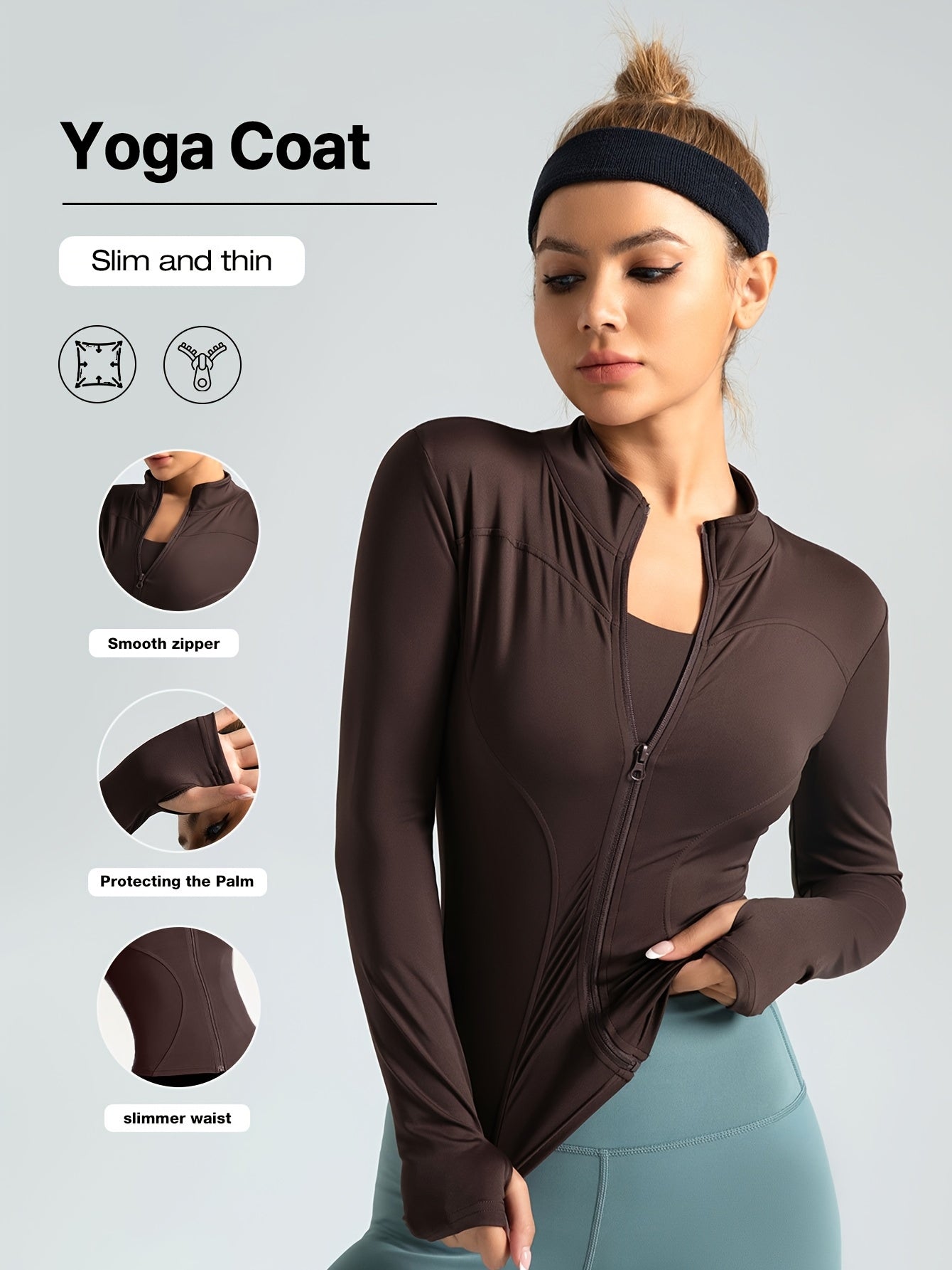 Veste de yoga performante pour femme - Vêtements de sport à fermeture éclair intégrale