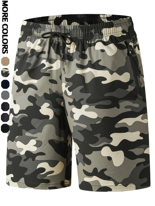Sportliche Herren-Shorts im Camouflage-Look – schnelltrocknend mit Reißverschlusstaschen