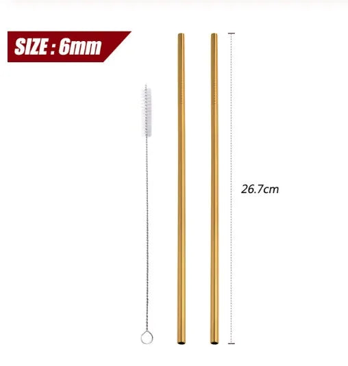 Pailles réutilisables en acier inoxydable - Pailles en métal écologiques | Ensemble arc-en-ciel courbées et droites pour cocktails