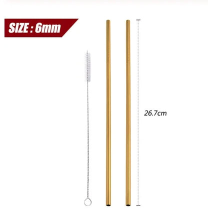 Pailles réutilisables en acier inoxydable - Pailles en métal écologiques | Ensemble arc-en-ciel courbées et droites pour cocktails