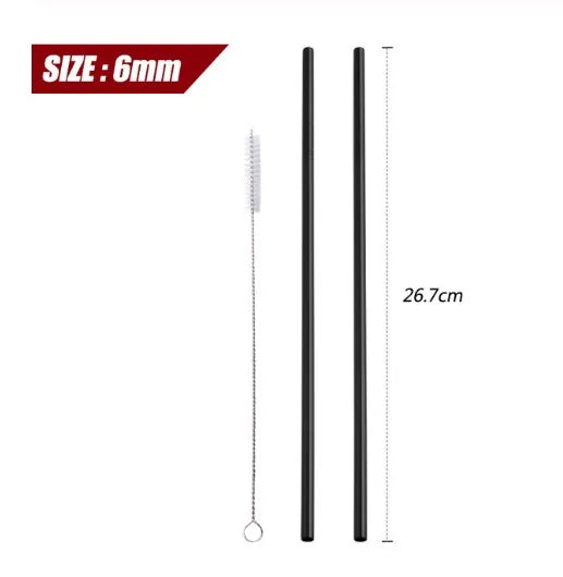 Pailles réutilisables en acier inoxydable - Pailles en métal écologiques | Ensemble arc-en-ciel courbées et droites pour cocktails