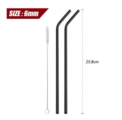 Pailles réutilisables en acier inoxydable - Pailles en métal écologiques | Ensemble arc-en-ciel courbées et droites pour cocktails