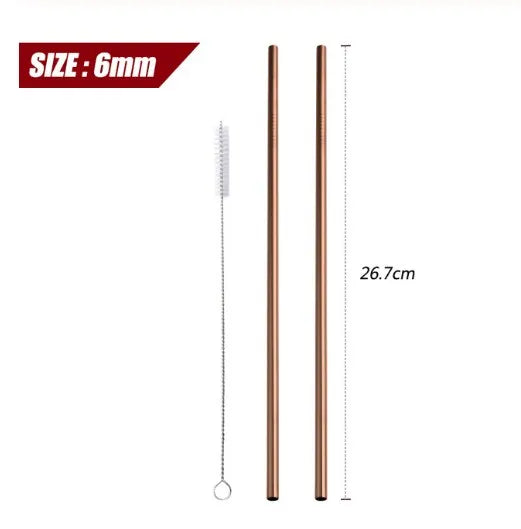 Pailles réutilisables en acier inoxydable - Pailles en métal écologiques | Ensemble arc-en-ciel courbées et droites pour cocktails