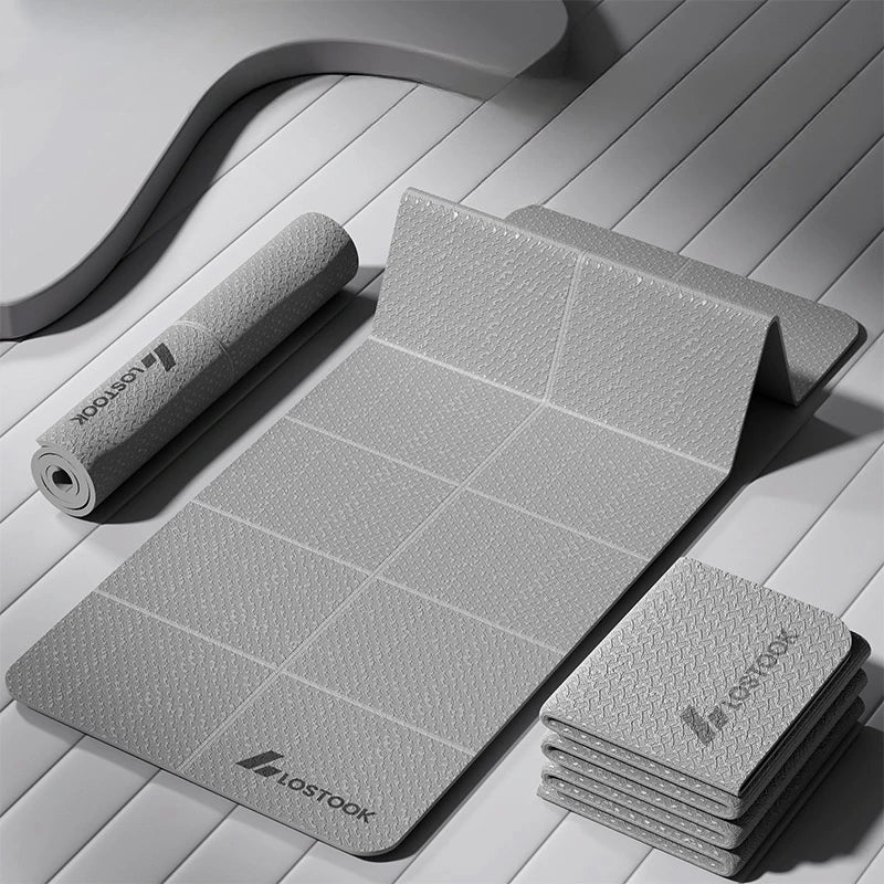 Tapis de yoga pliable et écologique - Tapis de fitness de voyage en TPE | Double face antidérapante pour le Pilates et les exercices au sol