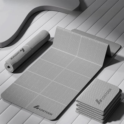 Tapis de yoga pliable et écologique - Tapis de fitness de voyage en TPE | Double face antidérapante pour le Pilates et les exercices au sol