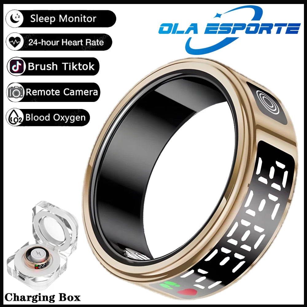 Smart Fitness Ring - Sleep & Heart Rate Monitor with Touch Screen Display