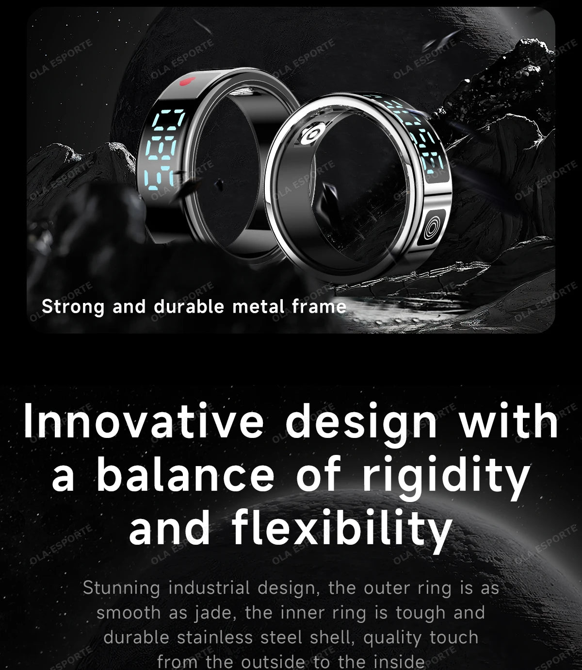 Smart Fitness Ring - Sleep & Heart Rate Monitor with Touch Screen Display