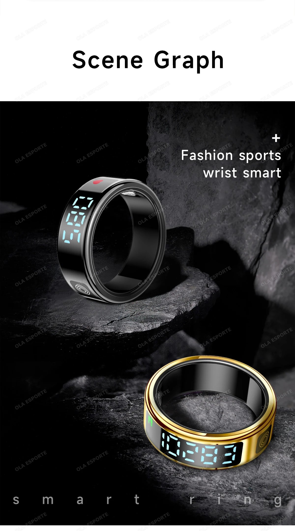 Smart Fitness Ring - Sleep & Heart Rate Monitor with Touch Screen Display