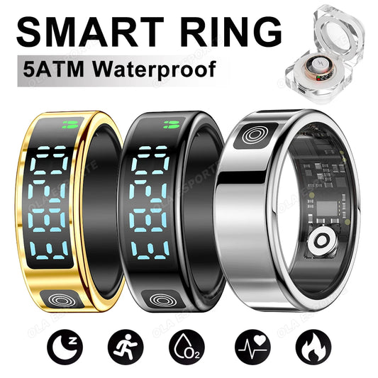 Smart Fitness Ring - Sleep & Heart Rate Monitor with Touch Screen Display