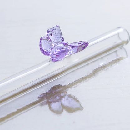 Pailles en verre réutilisables et écologiques - Forme papillon | Pailles durables pour smoothies et cocktails