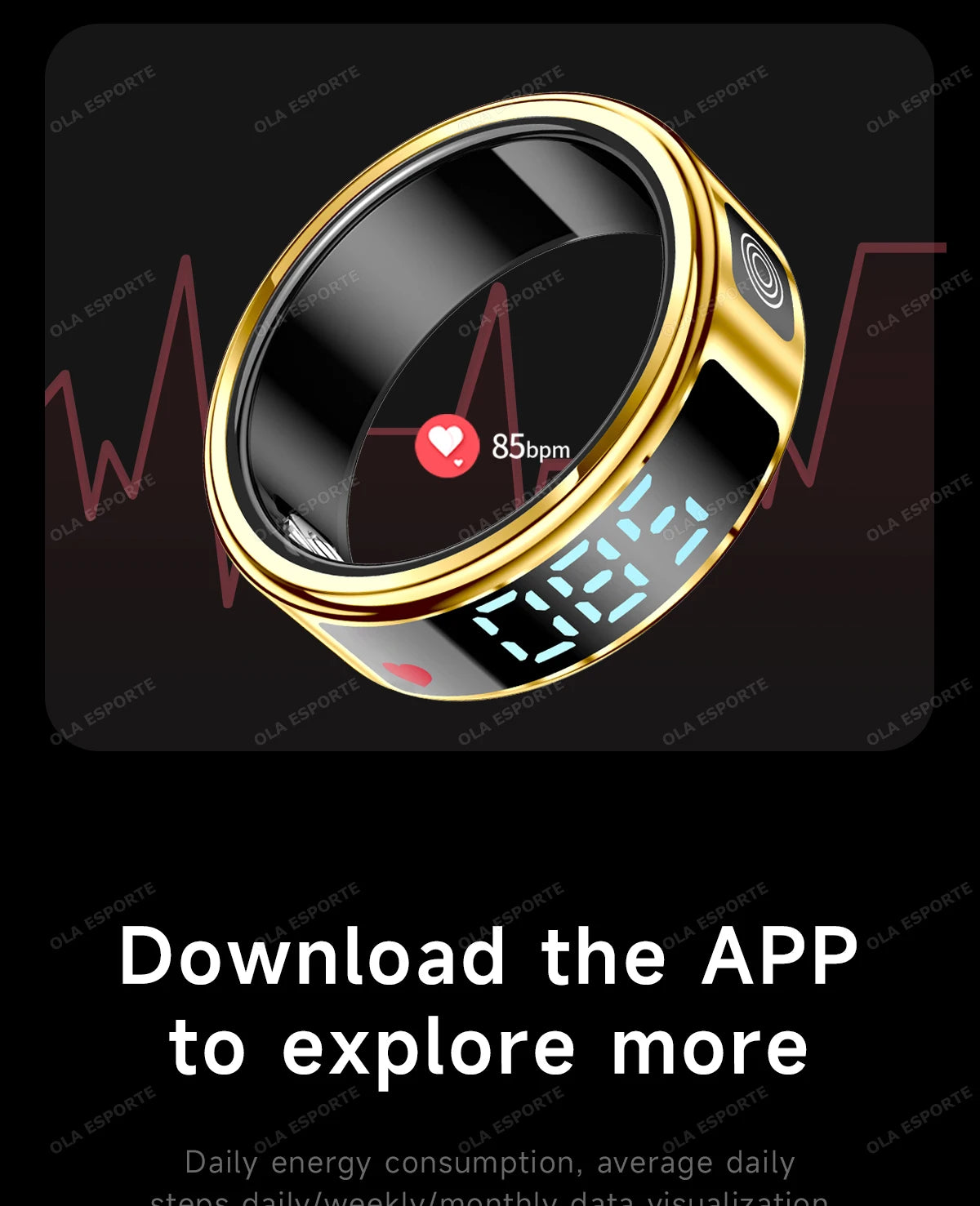 Smart Fitness Ring - Sleep & Heart Rate Monitor with Touch Screen Display