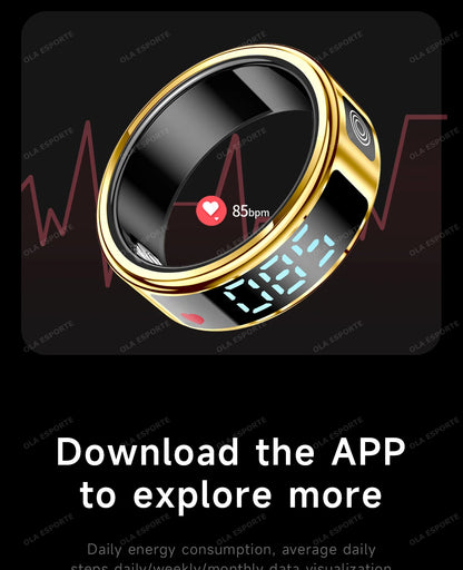 Smart Fitness Ring - Sleep & Heart Rate Monitor with Touch Screen Display