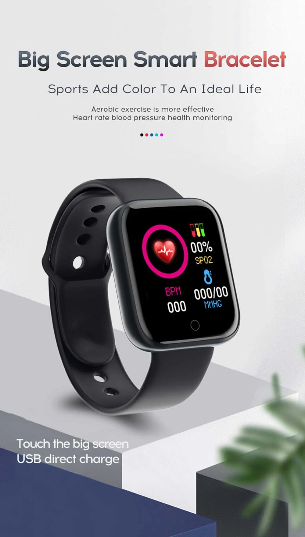 Smart Watch with Bluetooth - Fitness Tracker, Music Player & Sleep Monitor