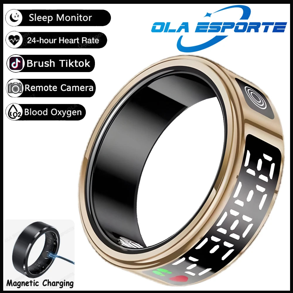 Smart Fitness Ring - Sleep & Heart Rate Monitor with Touch Screen Display