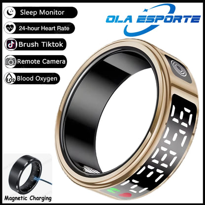 Smart Fitness Ring - Sleep & Heart Rate Monitor with Touch Screen Display