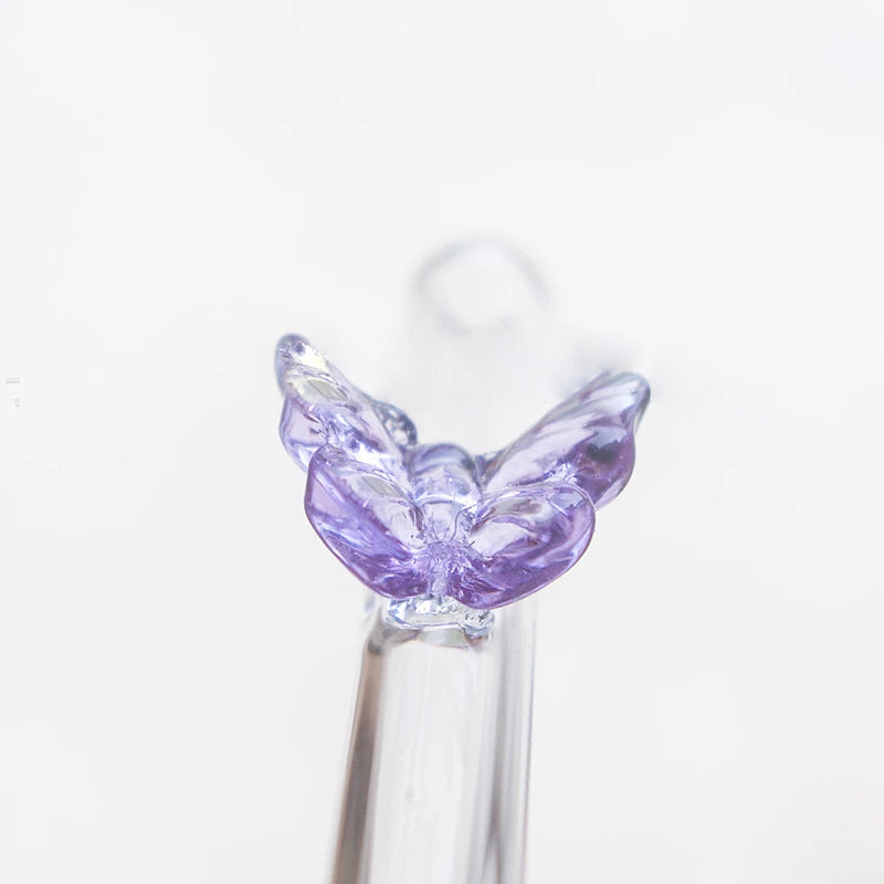 Pailles en verre réutilisables et écologiques - Forme papillon | Pailles durables pour smoothies et cocktails