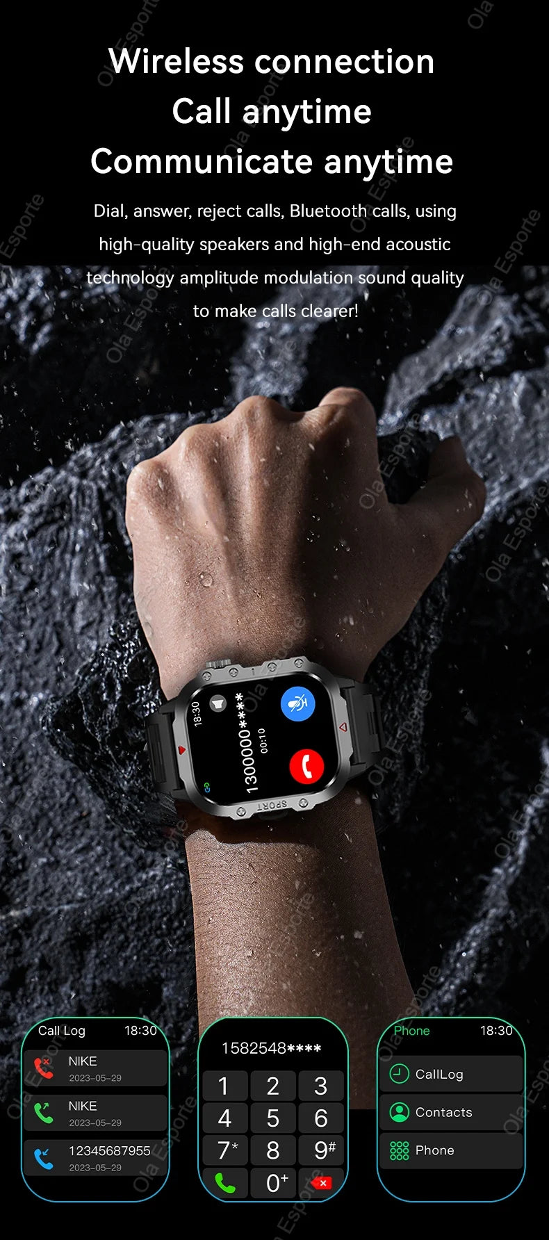 New GPS Sport Smart Watch Waterproof  BT Call MilitaryGrade Outdoor SmartWatch IP67 for Men Women Fashion Business SmartBracelet