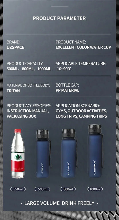 Auslaufsichere, BPA-freie Trinkflasche – Umweltfreundliche Sportflasche | 350 ml, 500 ml &amp; 1000 ml für Erwachsene &amp; Kinder