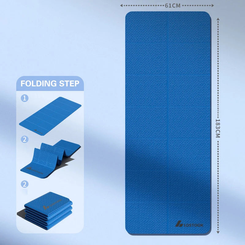 Tapis de yoga pliable et écologique - Tapis de fitness de voyage en TPE | Double face antidérapante pour le Pilates et les exercices au sol