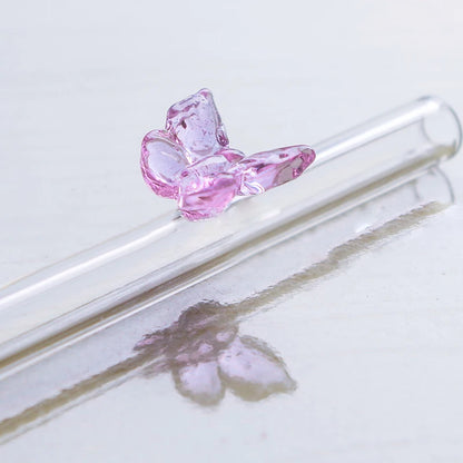 Pailles en verre réutilisables et écologiques - Forme papillon | Pailles durables pour smoothies et cocktails