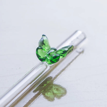 Pailles en verre réutilisables et écologiques - Forme papillon | Pailles durables pour smoothies et cocktails