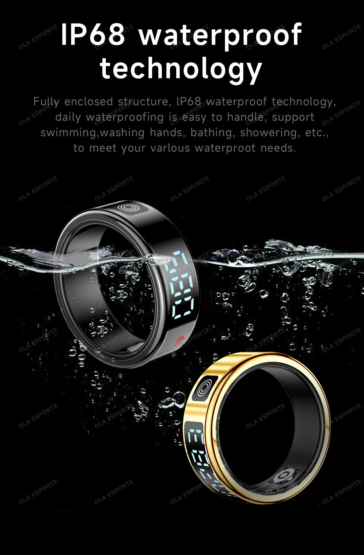 Smart Fitness Ring - Sleep & Heart Rate Monitor with Touch Screen Display