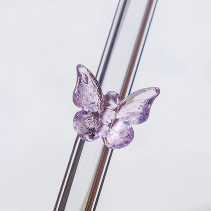 Pailles en verre réutilisables et écologiques - Forme papillon | Pailles durables pour smoothies et cocktails