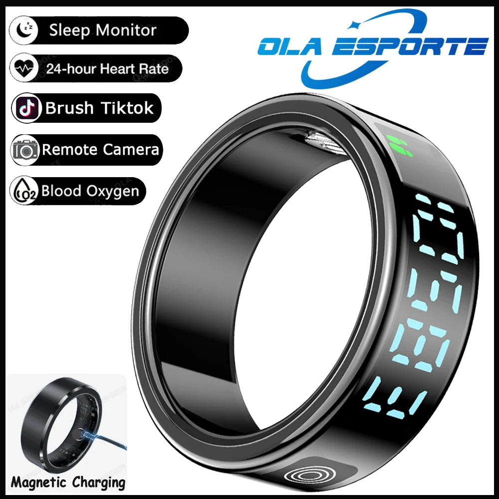 Smart Fitness Ring - Sleep & Heart Rate Monitor with Touch Screen Display