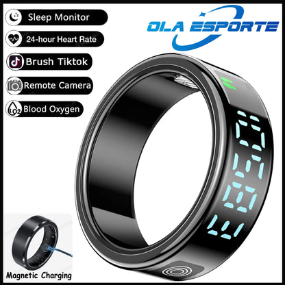 Smart Fitness Ring - Sleep & Heart Rate Monitor with Touch Screen Display