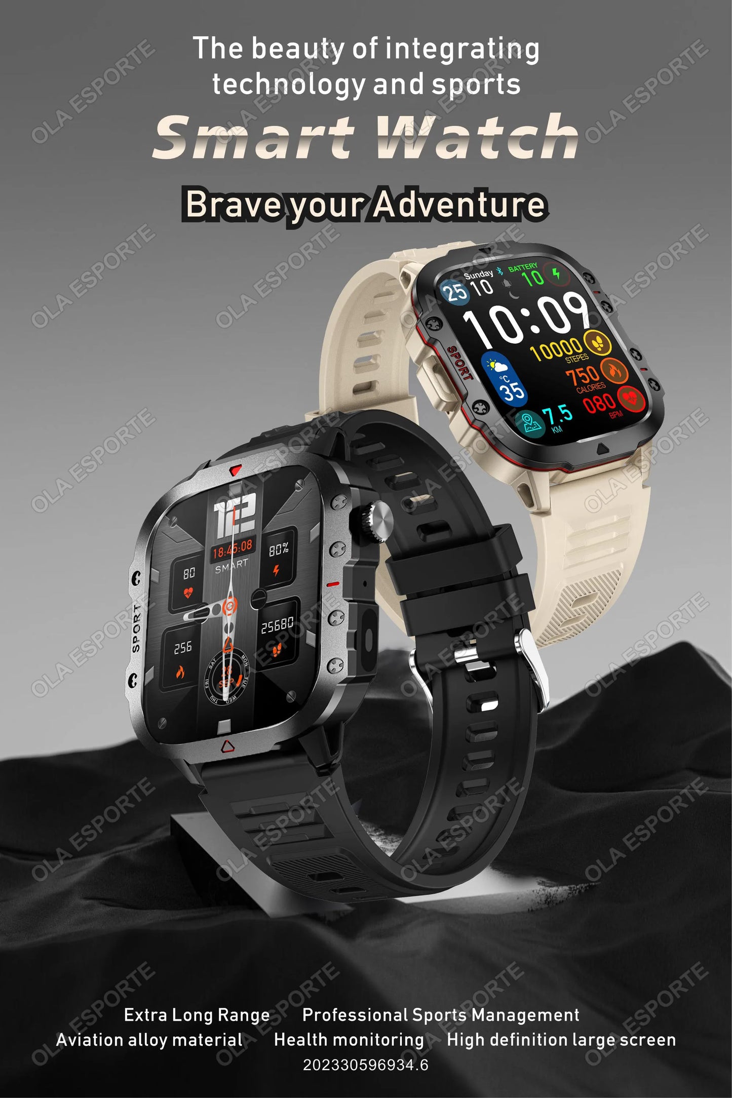 New GPS Sport Smart Watch Waterproof  BT Call MilitaryGrade Outdoor SmartWatch IP67 for Men Women Fashion Business SmartBracelet