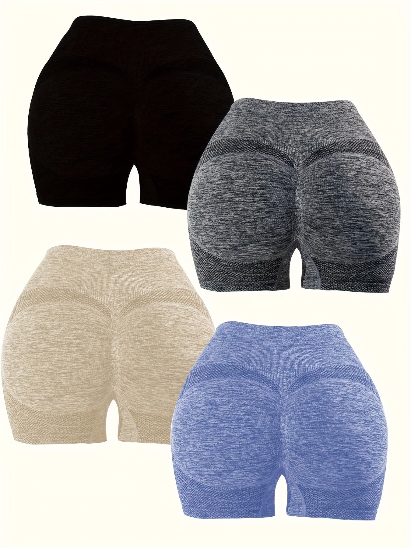 Lot de 4 shorts de sport froncés pour femmes - Shorts de yoga et de fitness respirants