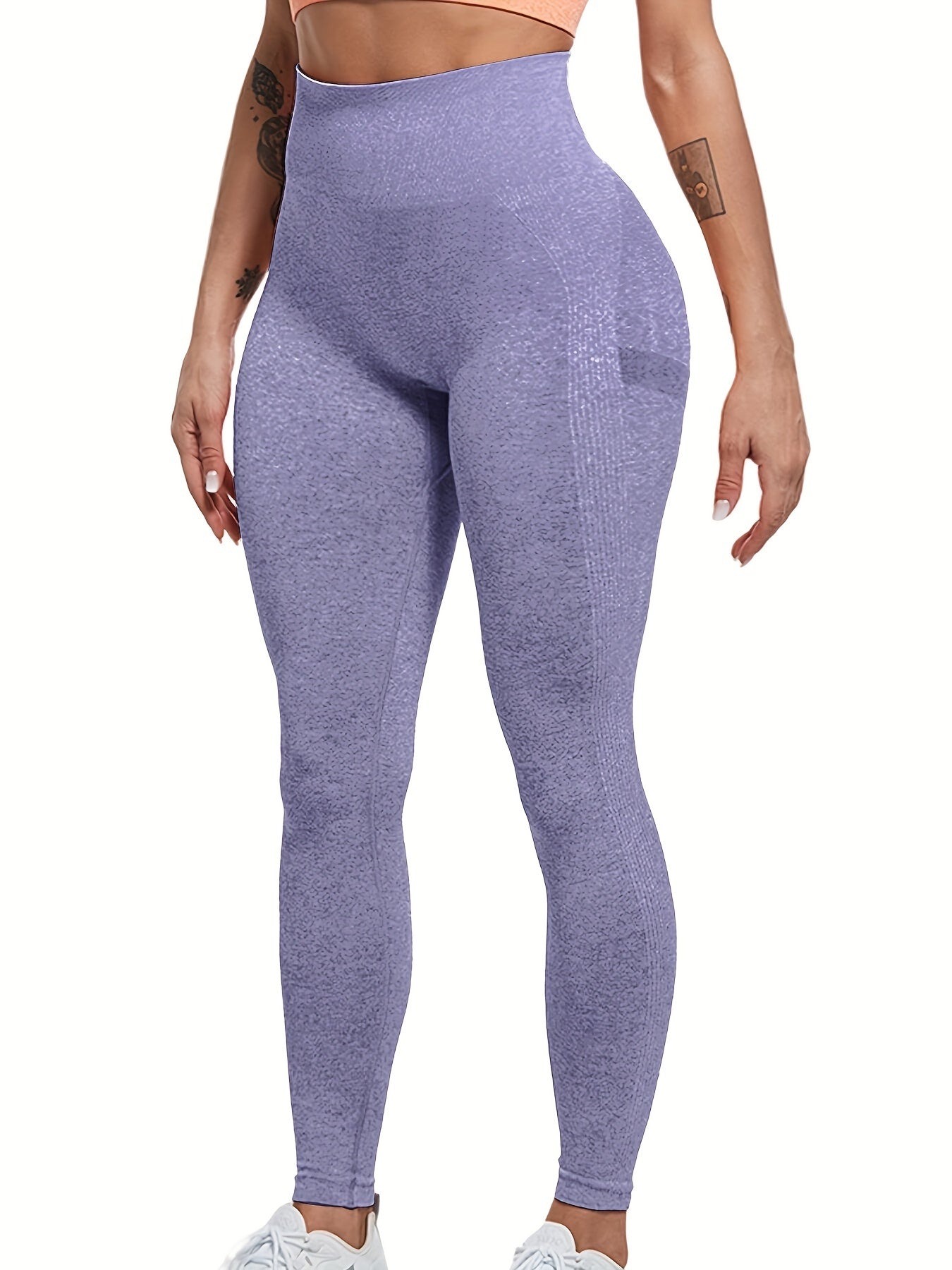 Leggings taille haute sans coutures pour femmes - Pantalon de yoga et de sport gainant pour le ventre