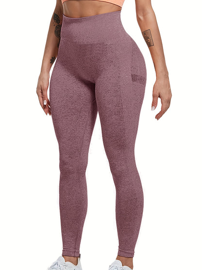 Leggings taille haute sans coutures pour femmes - Pantalon de yoga et de sport gainant pour le ventre