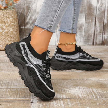 Atmungsaktive Damen-Sneaker mit Mesh-Einsatz und Plateau – Leichte, sportliche Freizeitschuhe
