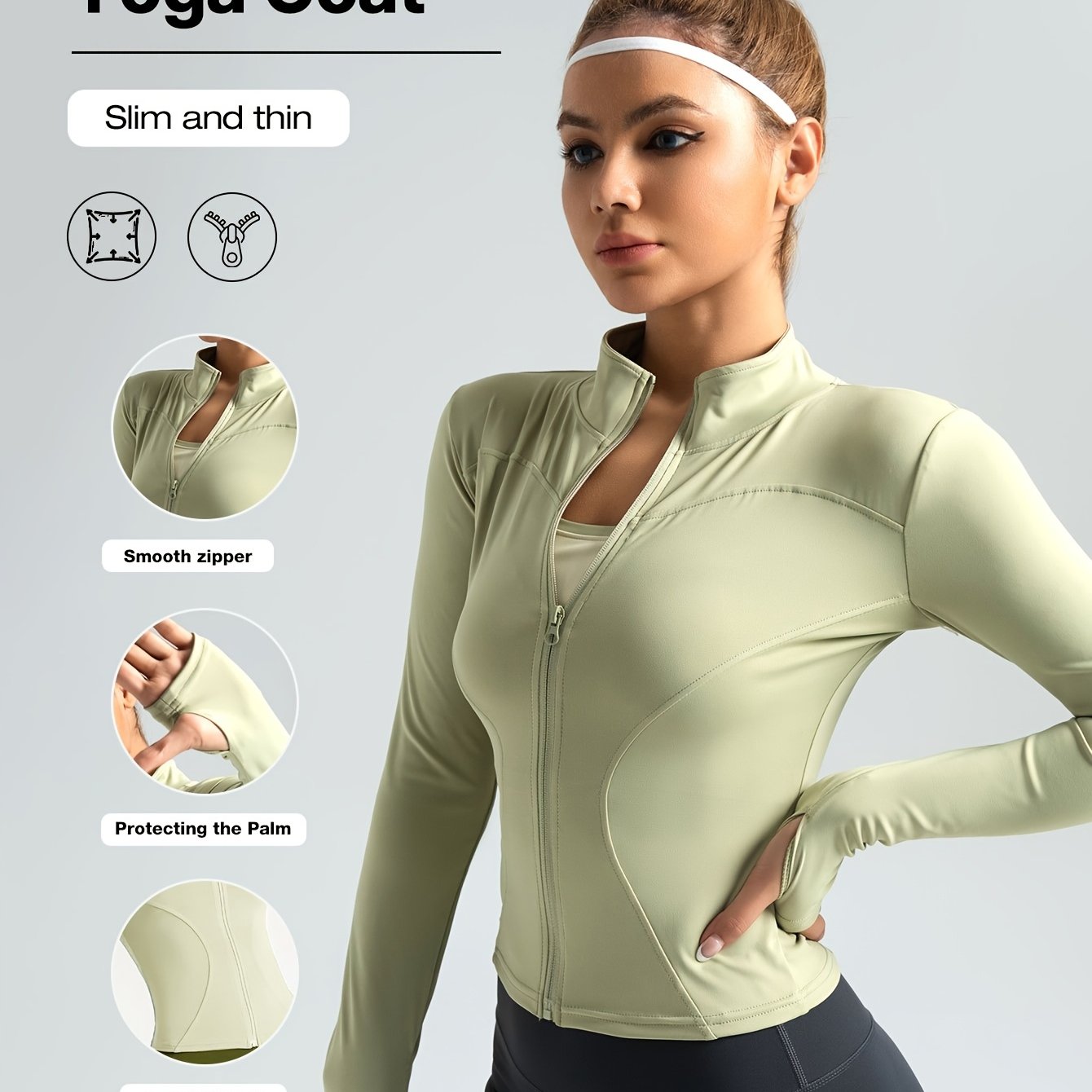 Veste de yoga performante pour femme - Vêtements de sport à fermeture éclair intégrale