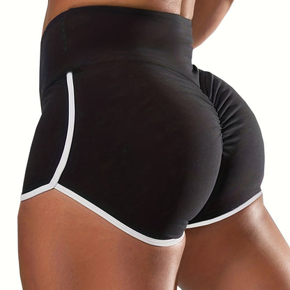 Short de sport froncé à bordure contrastée pour femme - Short de sport à bordures contrastées
